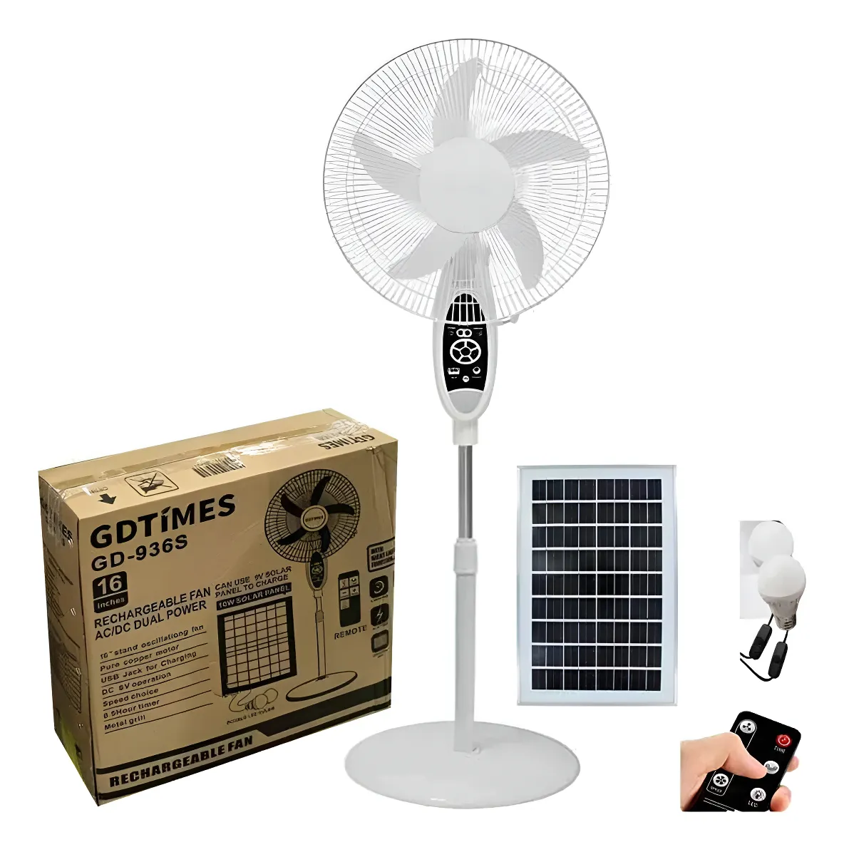 Ventilador Solar Panel Bombillo Recargab